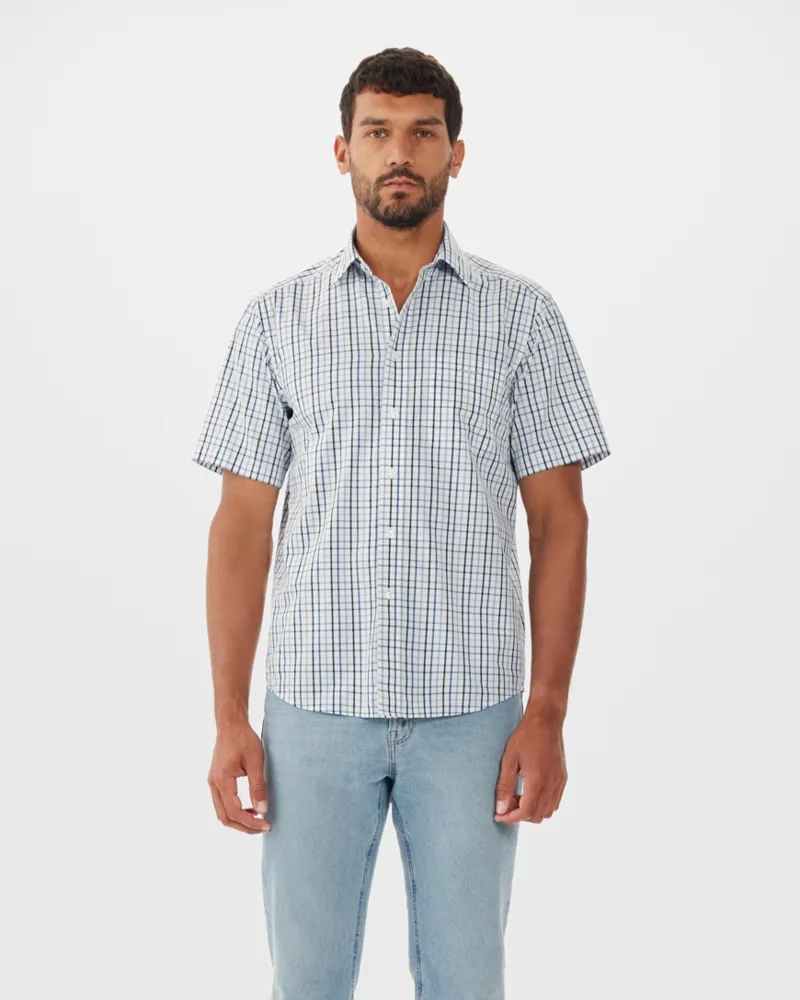 RM Williams Hervey Shirt White Navy Blue-1